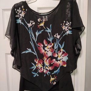 Laura Petite XS black see through top with lining.